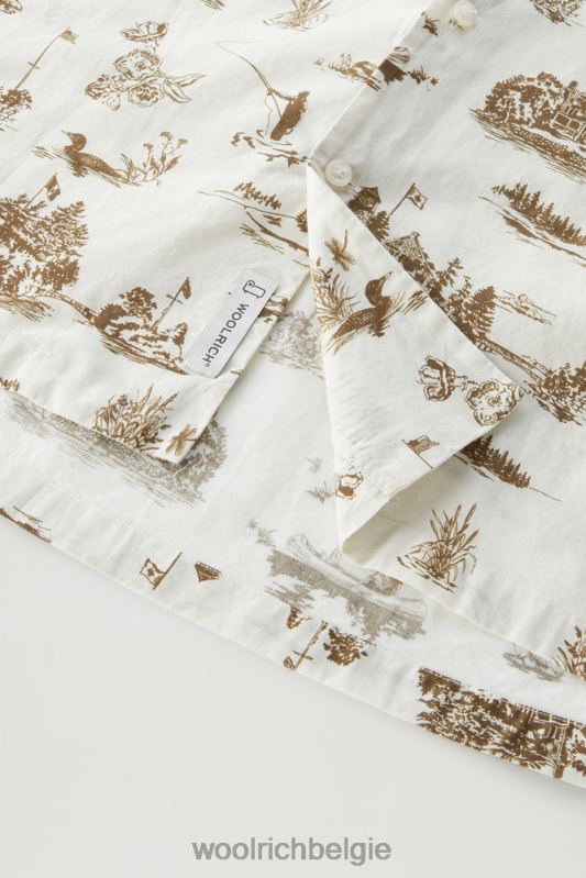 Zavikon-shirt met korte mouwen Woolrich Heren 8TTN0386 melkachtige crème kleding