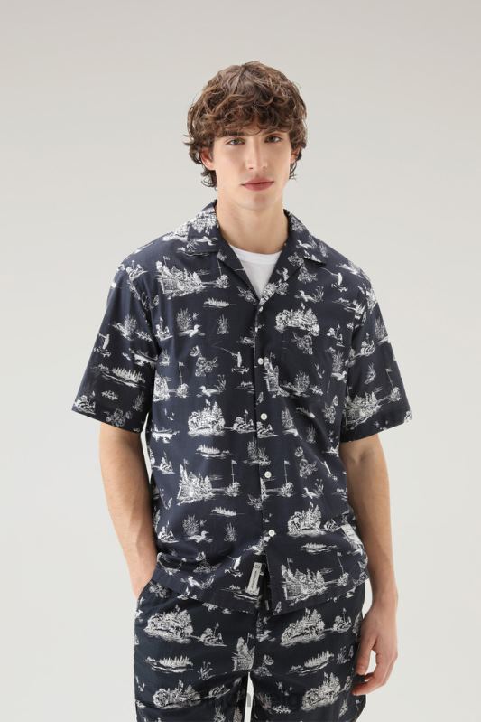 Zavikon-shirt met korte mouwen Woolrich Heren 8TTN0415 Melton blauw kleding