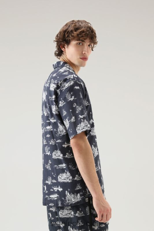 Zavikon-shirt met korte mouwen Woolrich Heren 8TTN0415 Melton blauw kleding
