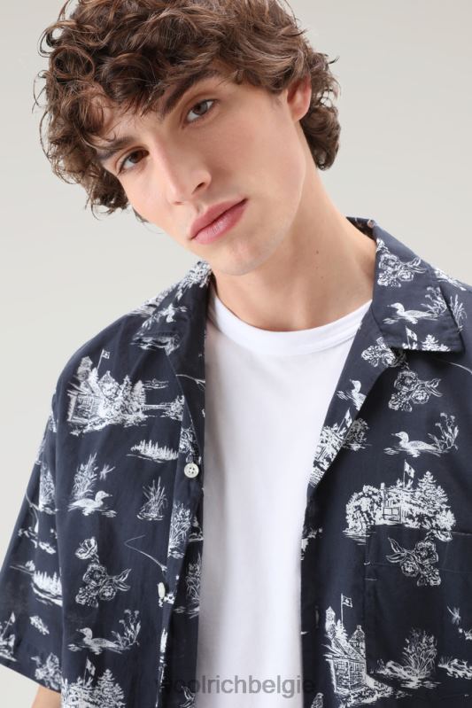 Zavikon-shirt met korte mouwen Woolrich Heren 8TTN0415 Melton blauw kleding