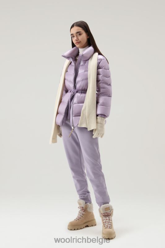 Zijdezacht donsjack van aliquippa met trekkoord in de taille Woolrich vrouwen 8TTN0315 lila dageraad kleding