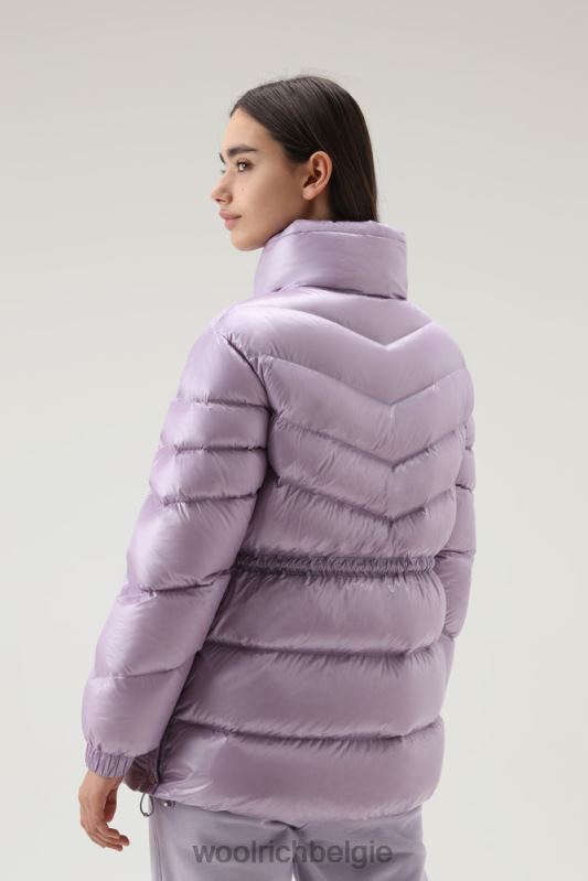 Zijdezacht donsjack van aliquippa met trekkoord in de taille Woolrich vrouwen 8TTN0315 lila dageraad kleding