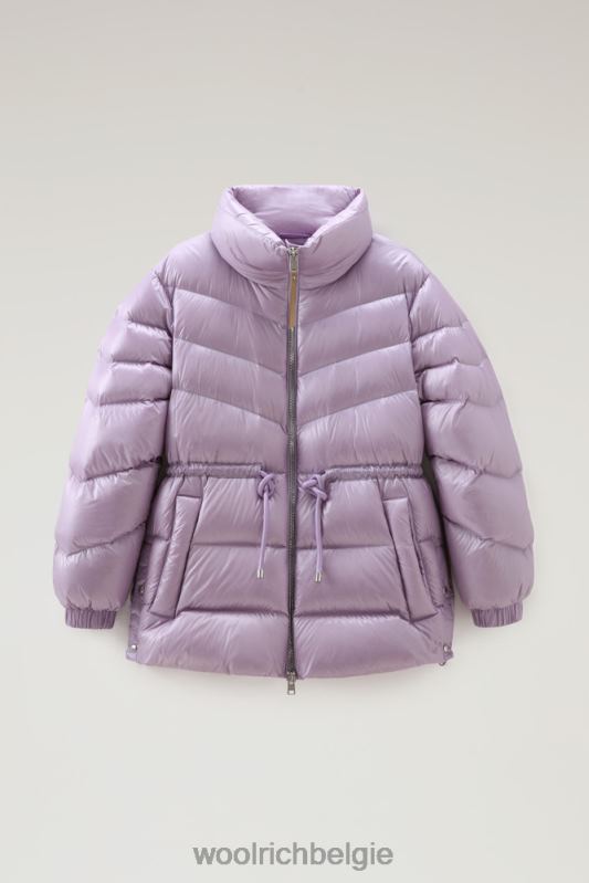 Zijdezacht donsjack van aliquippa met trekkoord in de taille Woolrich vrouwen 8TTN0315 lila dageraad kleding