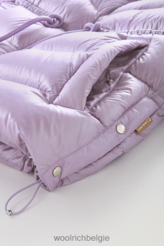 Zijdezacht donsjack van aliquippa met trekkoord in de taille Woolrich vrouwen 8TTN0315 lila dageraad kleding