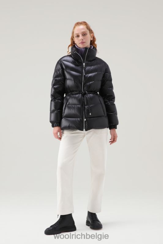 Zijdezacht donsjack van aliquippa met trekkoord in de taille Woolrich vrouwen 8TTN0322 zwart kleding