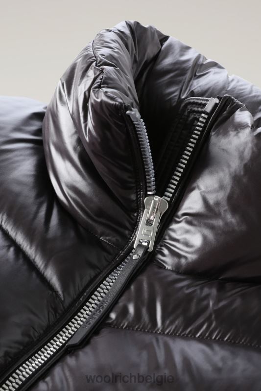 Zijdezacht donsjack van aliquippa met trekkoord in de taille Woolrich vrouwen 8TTN0322 zwart kleding