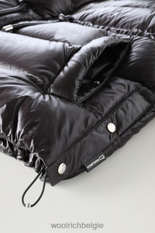 Zijdezacht donsjack van aliquippa met trekkoord in de taille Woolrich vrouwen 8TTN0322 zwart kleding