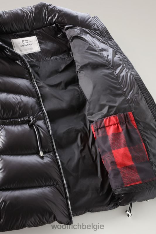 Zijdezacht donsjack van aliquippa met trekkoord in de taille Woolrich vrouwen 8TTN0322 zwart kleding