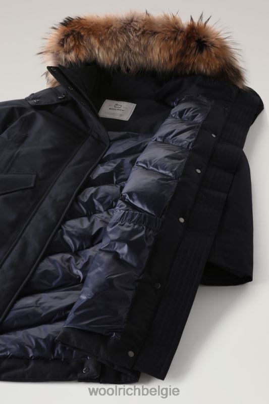 adirondack waterdichte parka van gore-tex met afneembare capuchon en bontafwerking Woolrich vrouwen 8TTN0323 Melton blauw kleding