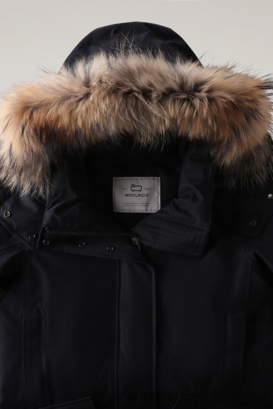 adirondack waterdichte parka van gore-tex met afneembare capuchon en bontafwerking Woolrich vrouwen 8TTN0323 Melton blauw kleding