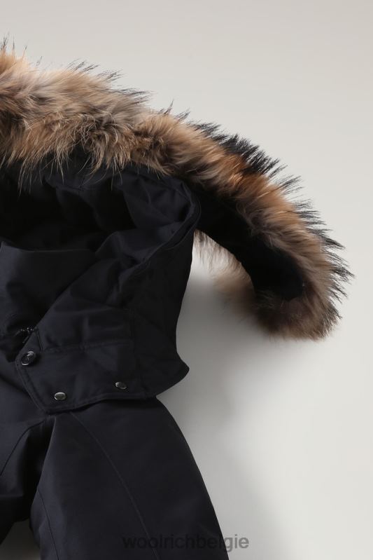 adirondack waterdichte parka van gore-tex met afneembare capuchon en bontafwerking Woolrich vrouwen 8TTN0323 Melton blauw kleding