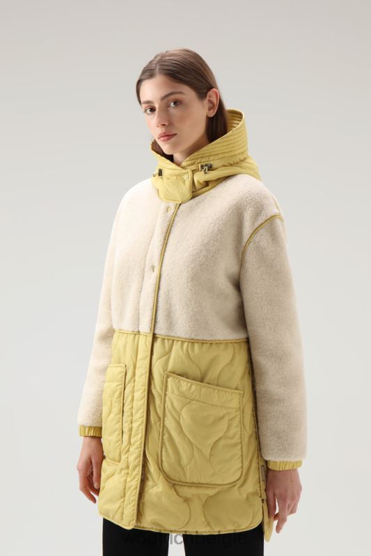 alba parka van gekreukeld nylon en sherpa Woolrich vrouwen 8TTN0318 oogst geel kleding