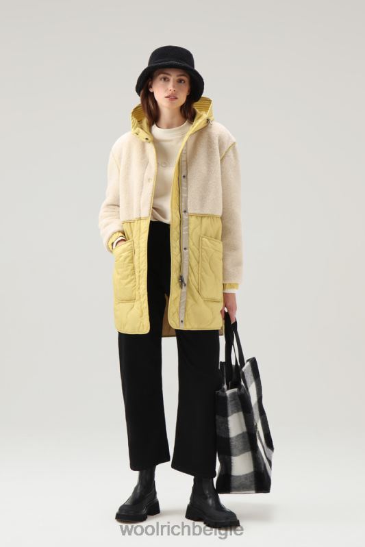 alba parka van gekreukeld nylon en sherpa Woolrich vrouwen 8TTN0318 oogst geel kleding