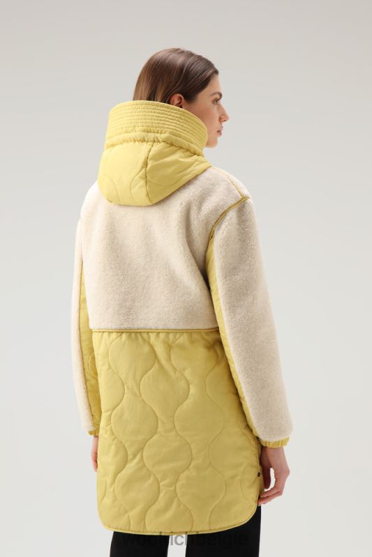 alba parka van gekreukeld nylon en sherpa Woolrich vrouwen 8TTN0318 oogst geel kleding