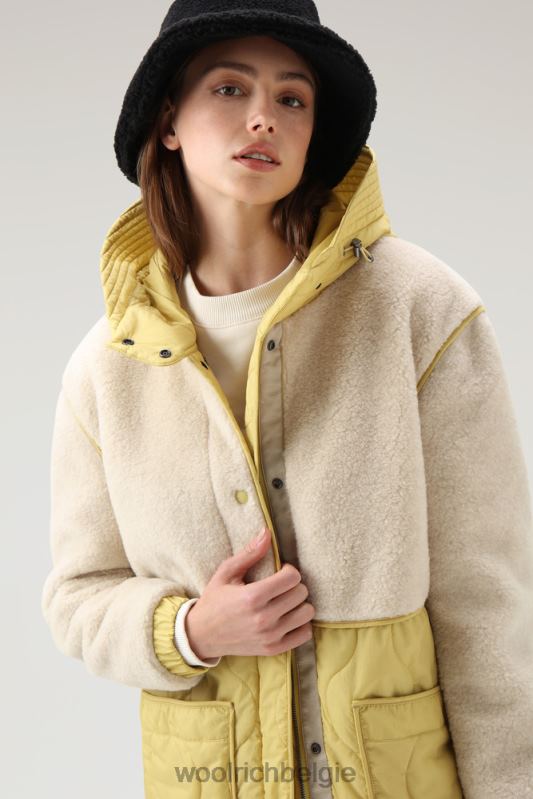 alba parka van gekreukeld nylon en sherpa Woolrich vrouwen 8TTN0318 oogst geel kleding