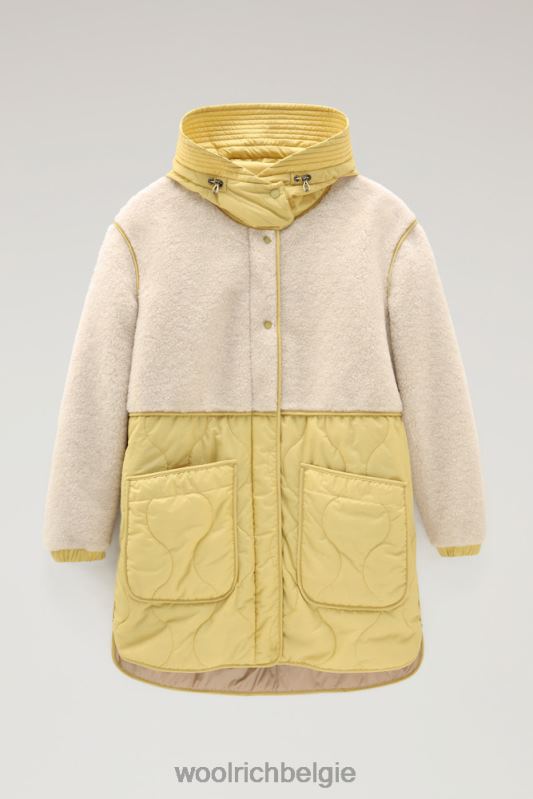 alba parka van gekreukeld nylon en sherpa Woolrich vrouwen 8TTN0318 oogst geel kleding