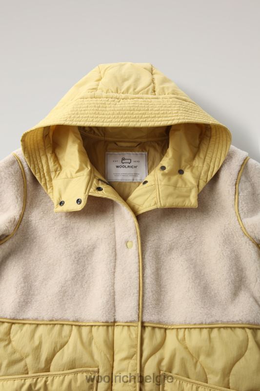 alba parka van gekreukeld nylon en sherpa Woolrich vrouwen 8TTN0318 oogst geel kleding