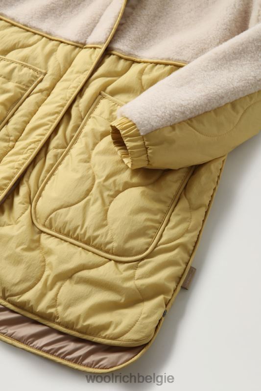 alba parka van gekreukeld nylon en sherpa Woolrich vrouwen 8TTN0318 oogst geel kleding