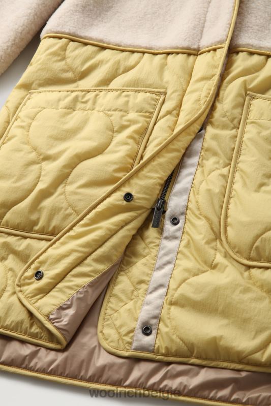 alba parka van gekreukeld nylon en sherpa Woolrich vrouwen 8TTN0318 oogst geel kleding