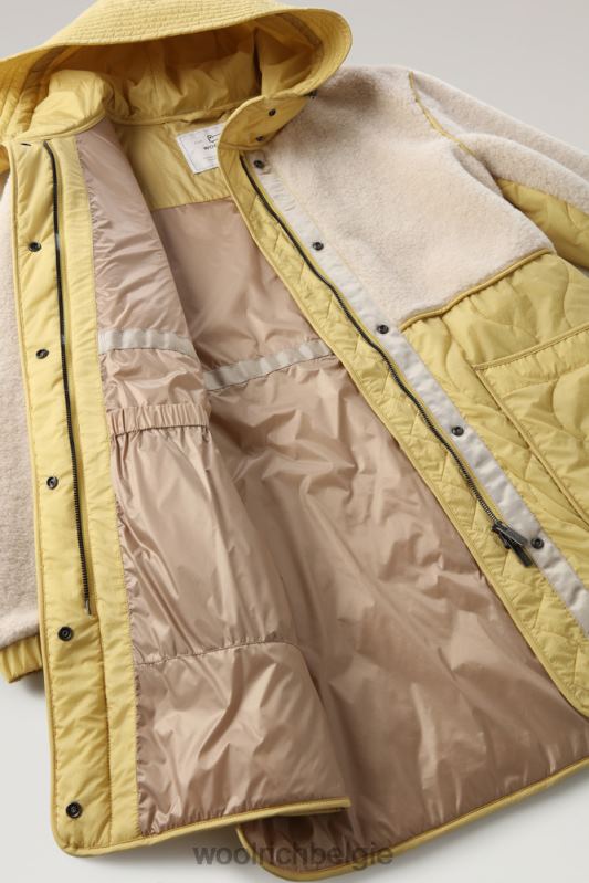 alba parka van gekreukeld nylon en sherpa Woolrich vrouwen 8TTN0318 oogst geel kleding
