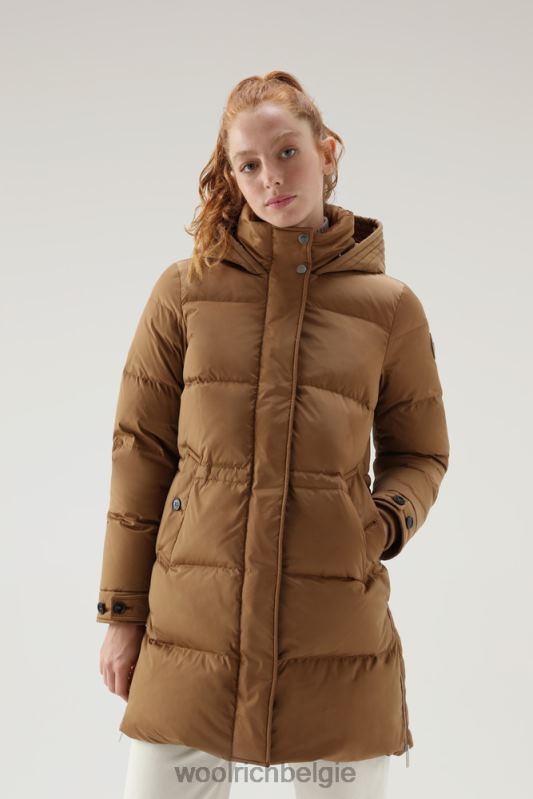 alsea donsjack met capuchon Woolrich vrouwen 8TTN0292 donkere kameel kleding