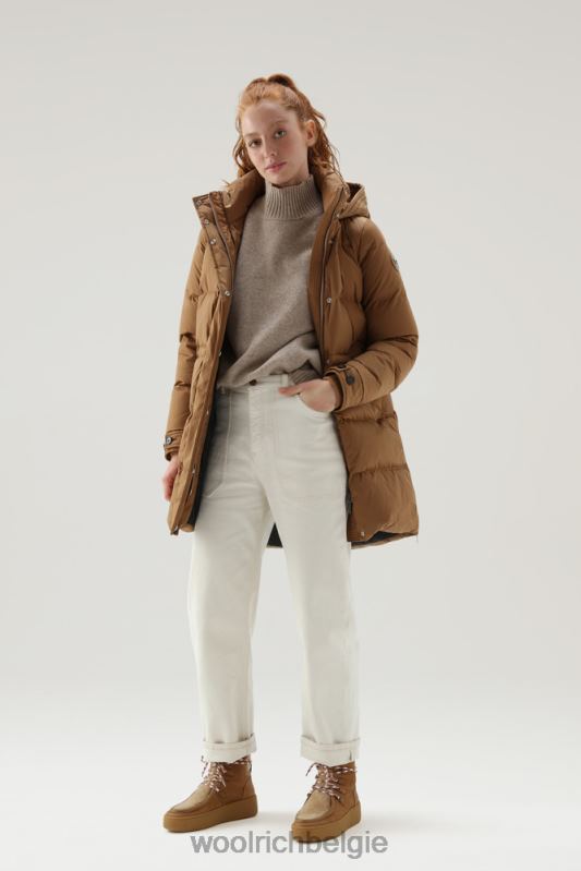 alsea donsjack met capuchon Woolrich vrouwen 8TTN0292 donkere kameel kleding