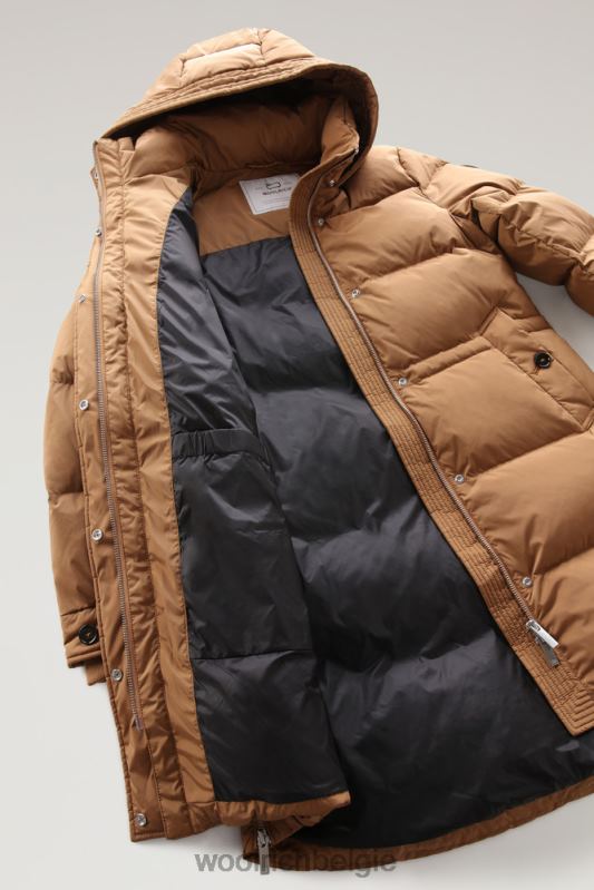 alsea donsjack met capuchon Woolrich vrouwen 8TTN0292 donkere kameel kleding