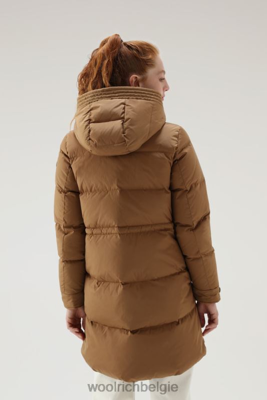 alsea donsjack met capuchon Woolrich vrouwen 8TTN0292 donkere kameel kleding
