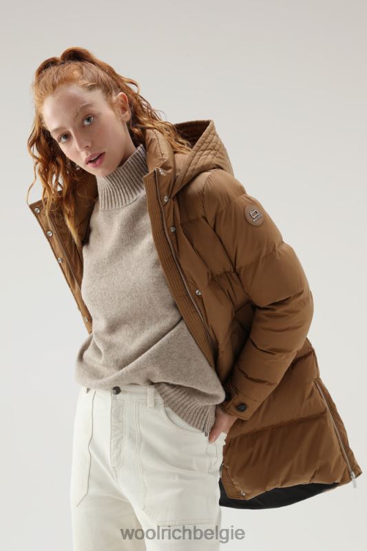 alsea donsjack met capuchon Woolrich vrouwen 8TTN0292 donkere kameel kleding
