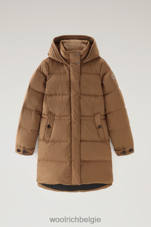 alsea donsjack met capuchon Woolrich vrouwen 8TTN0292 donkere kameel kleding