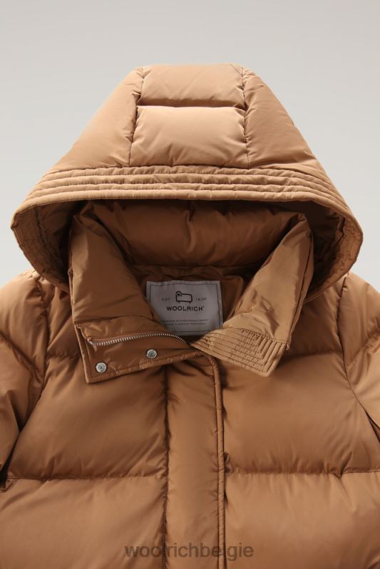alsea donsjack met capuchon Woolrich vrouwen 8TTN0292 donkere kameel kleding