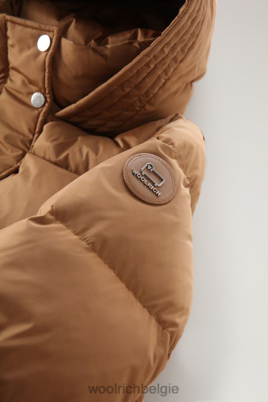 alsea donsjack met capuchon Woolrich vrouwen 8TTN0292 donkere kameel kleding