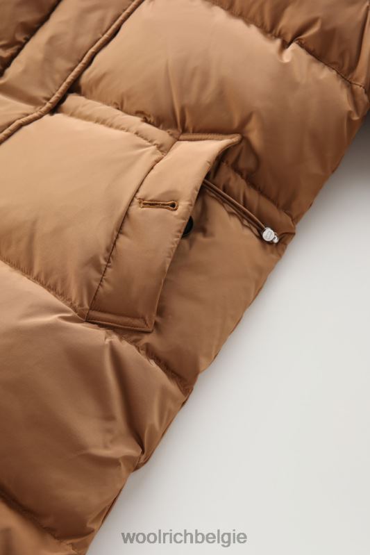 alsea donsjack met capuchon Woolrich vrouwen 8TTN0292 donkere kameel kleding