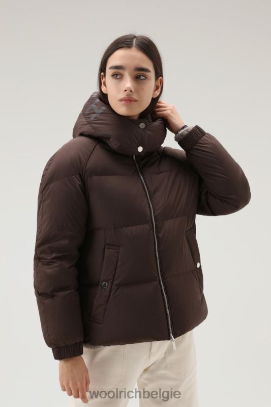 alsea kort donsjack met afneembare capuchon Woolrich vrouwen 8TTN0311 bodem bruin kleding