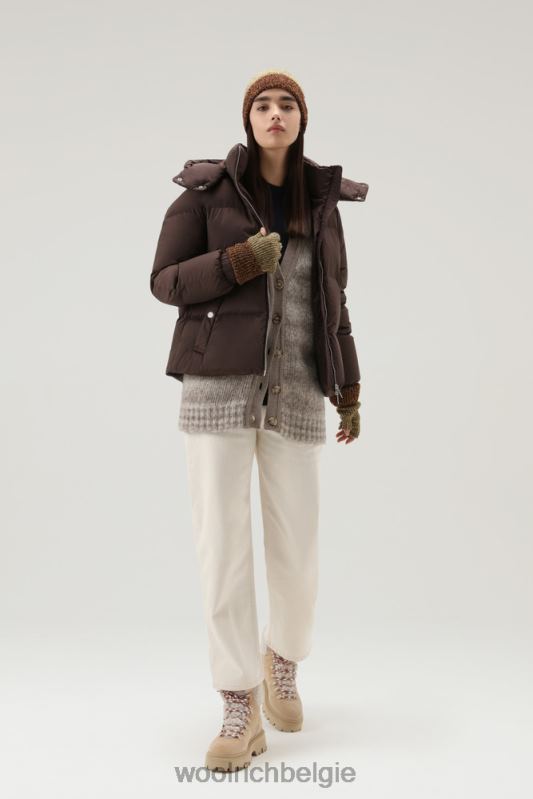 alsea kort donsjack met afneembare capuchon Woolrich vrouwen 8TTN0311 bodem bruin kleding