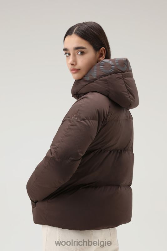 alsea kort donsjack met afneembare capuchon Woolrich vrouwen 8TTN0311 bodem bruin kleding