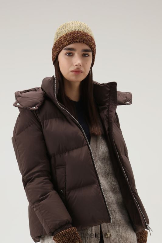 alsea kort donsjack met afneembare capuchon Woolrich vrouwen 8TTN0311 bodem bruin kleding