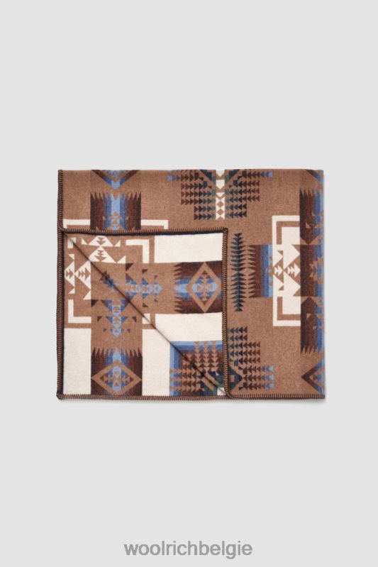 archiefpatroon jacquard zuivere wollen deken gemaakt in Italië Woolrich unisex 8TTN0353 beige navajo accessoires