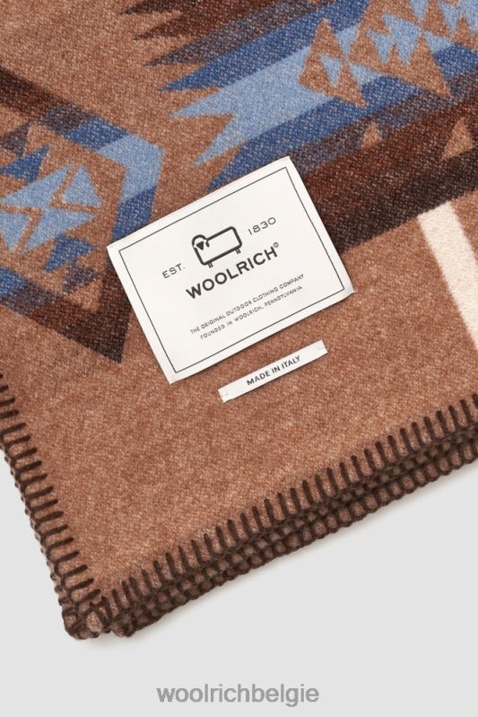 archiefpatroon jacquard zuivere wollen deken gemaakt in Italië Woolrich unisex 8TTN0353 beige navajo accessoires