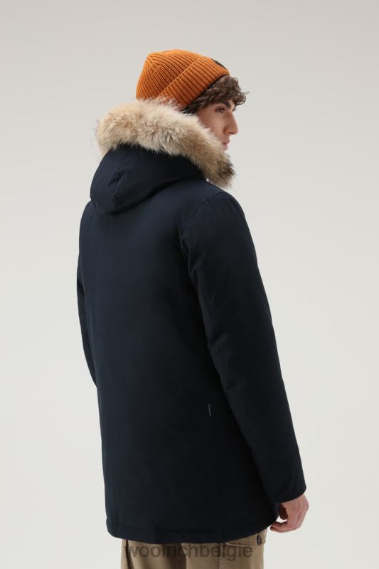 arctic parka van ramar-stof met afneembare bontrand Woolrich Heren 8TTN0842 Melton blauw kleding