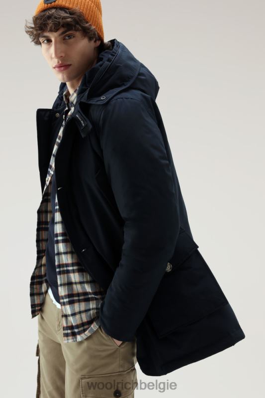 arctic parka van ramar-stof met afneembare bontrand Woolrich Heren 8TTN0842 Melton blauw kleding