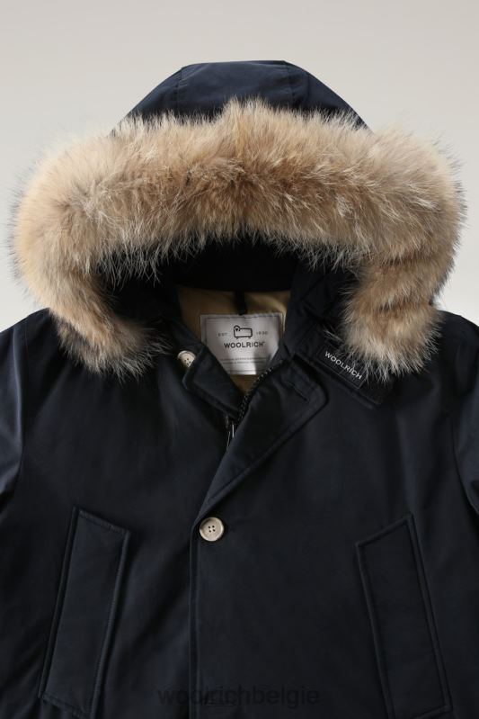 arctic parka van ramar-stof met afneembare bontrand Woolrich Heren 8TTN0842 Melton blauw kleding