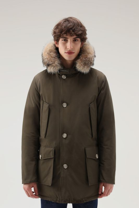 arctic parka van ramar-stof met afneembare bontrand Woolrich Heren 8TTN0844 donkergroen kleding