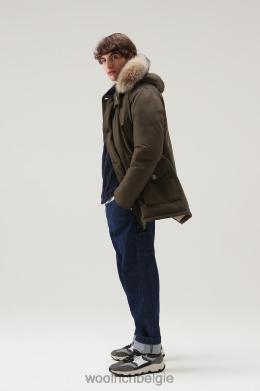 arctic parka van ramar-stof met afneembare bontrand Woolrich Heren 8TTN0844 donkergroen kleding