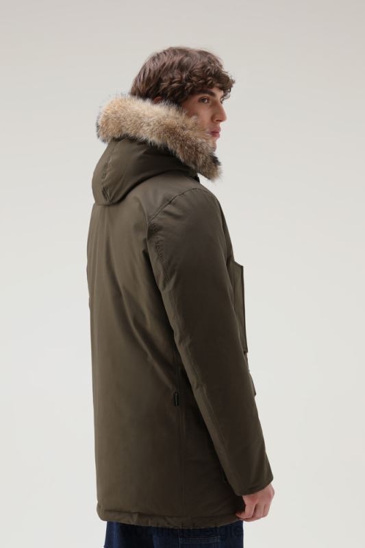 arctic parka van ramar-stof met afneembare bontrand Woolrich Heren 8TTN0844 donkergroen kleding