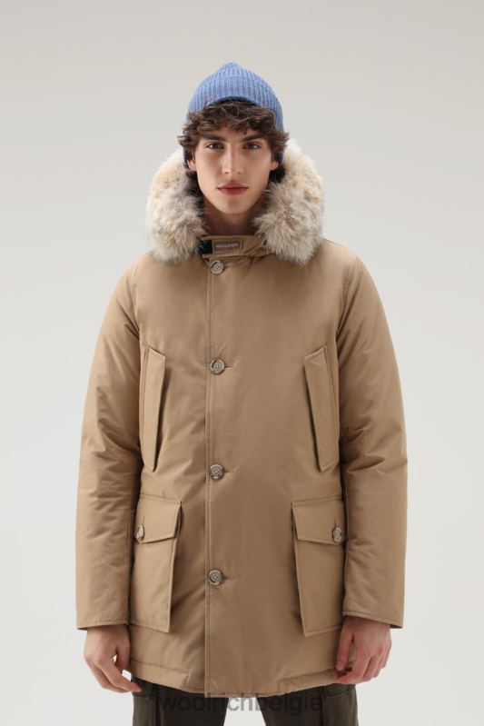arctic parka van ramar-stof met afneembare bontrand Woolrich Heren 8TTN0858 goud kaki kleding
