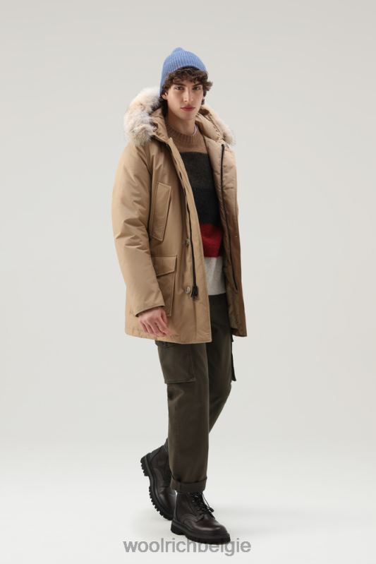 arctic parka van ramar-stof met afneembare bontrand Woolrich Heren 8TTN0858 goud kaki kleding