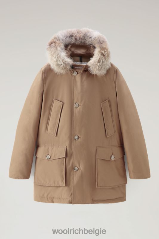 arctic parka van ramar-stof met afneembare bontrand Woolrich Heren 8TTN0858 goud kaki kleding