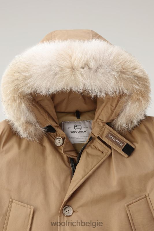 arctic parka van ramar-stof met afneembare bontrand Woolrich Heren 8TTN0858 goud kaki kleding