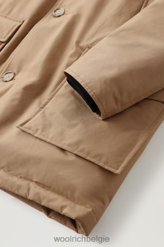 arctic parka van ramar-stof met afneembare bontrand Woolrich Heren 8TTN0858 goud kaki kleding